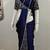 Navy blue lace chinon two tone saree with readymade stitched blouse