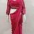 Pink real mirror lace chinon solid saree with readymade stitched blouse