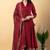 Maroon gotta patti rayon stiched anarkali style pant with kurta set