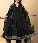 Black gotta patti rayon stiched anarkali style pant with kurta set