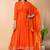 Orange gotta patti rayon stiched anarkali style pant with kurta set