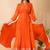 Orange gotta patti rayon stiched anarkali style pant with kurta set
