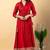Red gotta patti rayon stiched anarkali style pant with kurta set