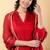 Red gotta patti rayon stiched anarkali style pant with kurta set