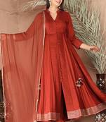 Peach gotta patti rayon stiched anarkali style pant with kurta set