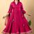 Pink gotta patti rayon stiched anarkali style pant with kurta set