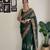 green thread sequince embroidery work georgette saree with blouse piece