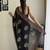 black thread sequince embroidery work georgette saree with blouse piece