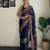 blue thread sequince embroidery work georgette saree with blouse piece