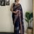 blue thread sequince embroidery work georgette saree with blouse piece