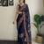 blue thread sequince embroidery work georgette saree with blouse piece