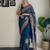 teal thread sequince embroidery work georgette saree with blouse piece