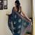 teal thread sequince embroidery work georgette saree with blouse piece