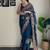 teal thread sequince embroidery work georgette saree with blouse piece