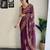 wine thread sequince embroidery work georgette saree with blouse piece