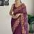 wine thread sequince embroidery work georgette saree with blouse piece