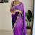 purple multi weaving Sequins with embroidery faux georgette saree with blouse piece