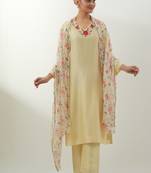 Cream embroidered chanderi kurta set