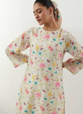 Ivory printed chanderi kurta set 2