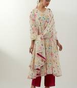 Ivory printed chanderi kurta set