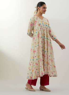 Ivory printed chanderi kurta set 2