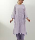 Lavender embroidered cotton kurta set