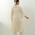 Cream embroidered cotton kurta set