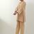 Beige plain chanderi kurta set