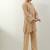 Beige plain chanderi kurta set