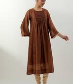 Brown plain chanderi kurta set