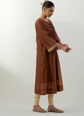 Brown plain chanderi kurta set 2