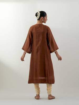 Brown plain chanderi kurta set 5