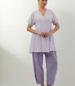 Lavender plain cotton kurta set