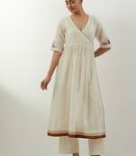 Ivory plain chanderi kurta set