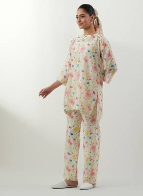 Ivory printed chanderi kurta set 2