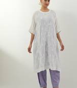 White embroidered cotton kurta set