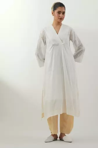 White embroidered cotton kurta set