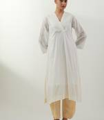 White embroidered cotton kurta set