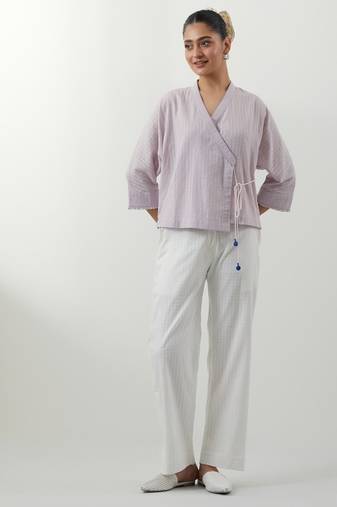 Purple woven cotton co-ord set