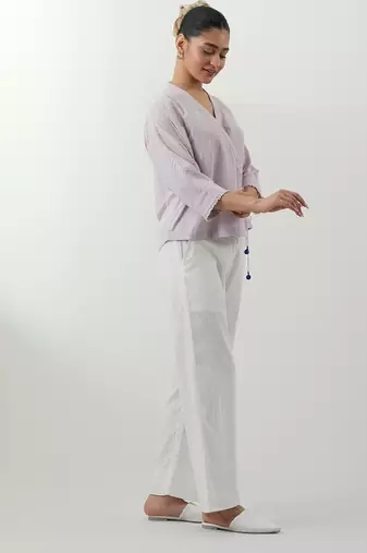 Purple woven cotton co-ord set
