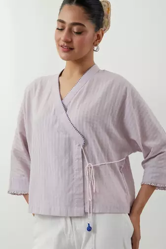 Purple woven cotton co-ord set