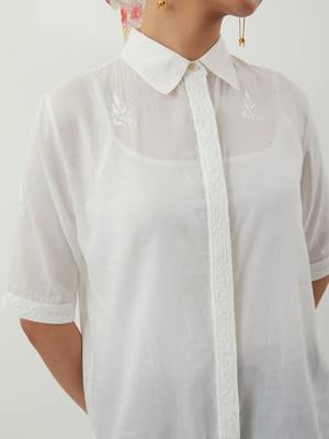 White embroidered cotton co-ord set 5