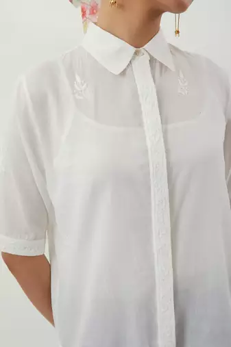 White embroidered cotton co-ord set