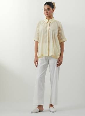 Yellow embroidered cotton co-ord set 1
