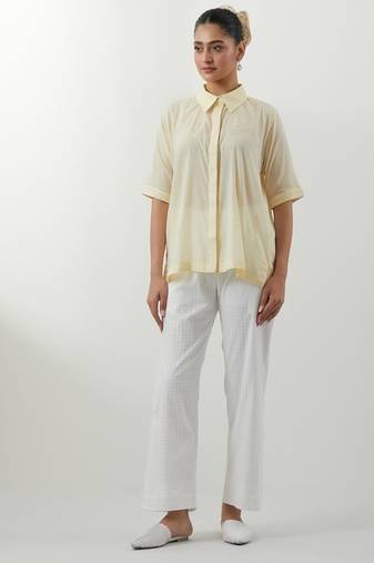 Yellow embroidered cotton co-ord set