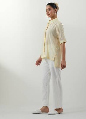 Yellow embroidered cotton co-ord set 2