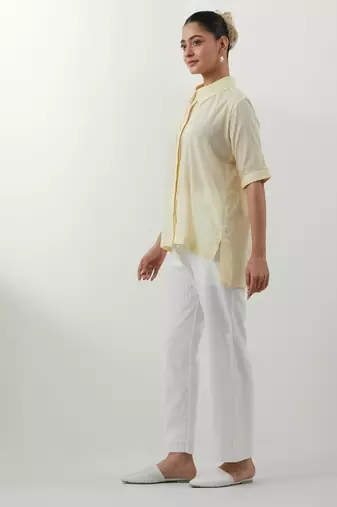 Yellow embroidered cotton co-ord set