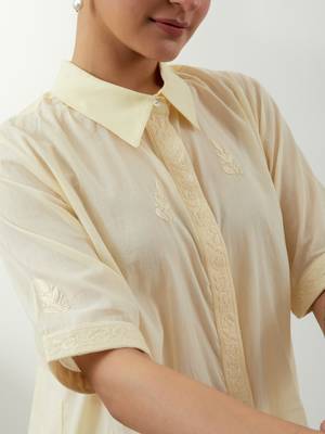 Yellow embroidered cotton co-ord set 5