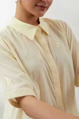 Yellow embroidered cotton co-ord set