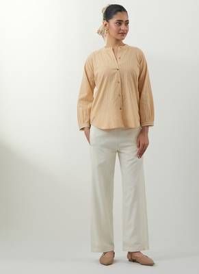 Beige woven cotton co-ord set 1